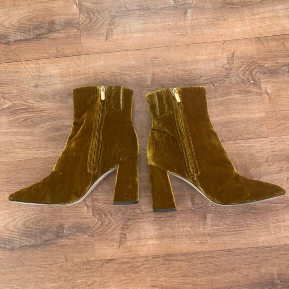 Sam Edelman Women’s Codie 2 Rust Velvet Ankle Bootie Sz 9 Square Toe Gold Green - Picture 2 of 10
